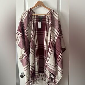 Banana Republic Red and White Plaid Poncho